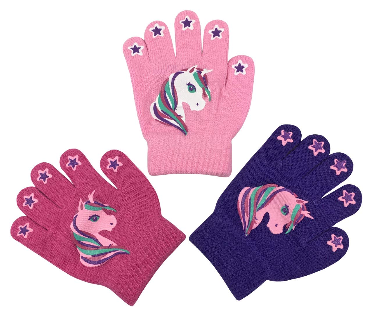 N'Ice Caps Kids Magic Stretch Gloves Mitten 3 Pairs Toddler Winter