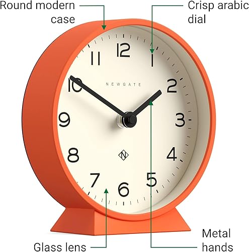 Miniatura 6 de NEWGATE M Mantel Echo - Reloj de escritorio  Diseño redondo moderno  Naranja calabaza  Números fáciles de leer  Estilo contemporáneo para