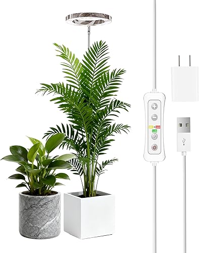Miniatura 7 de yadoker Luz de cultivo de plantas, luz LED de espectro completo para plantas de interior, altura ajustable, temporizador automático, bajo voltaje