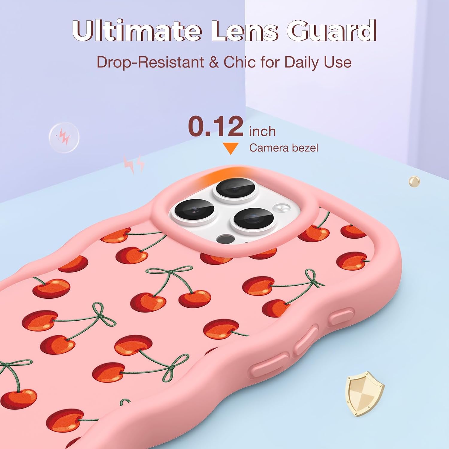 for iPhone 16 Pro Max Phone Case, Curly Wavy Frame with Cute Pattern image 3