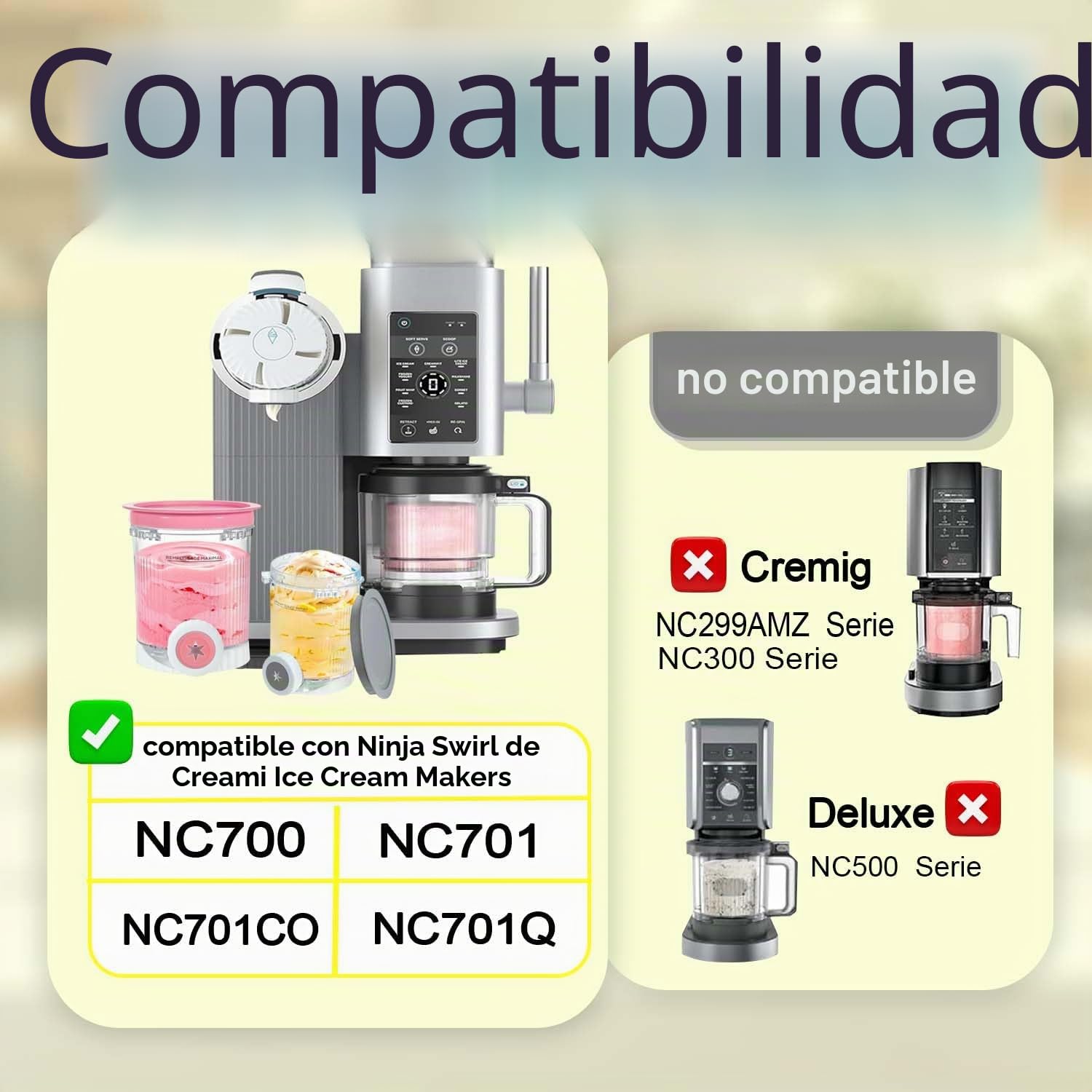 4 tarrinas de helado de 480 ml, Sin BPA, aptas para lavavajillas