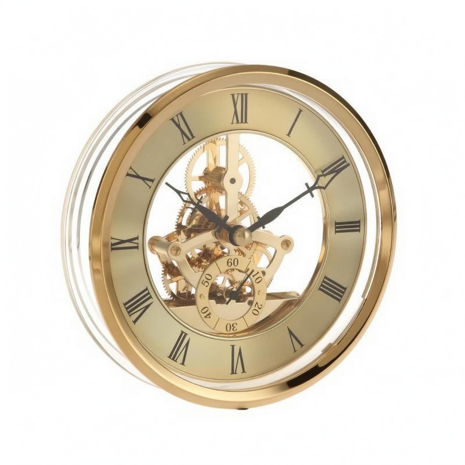 calandis roman numeral clock insert gold-colored round clock insert gear-style home decor accessory | replacement parts & tools | clocks | decorative collectibles