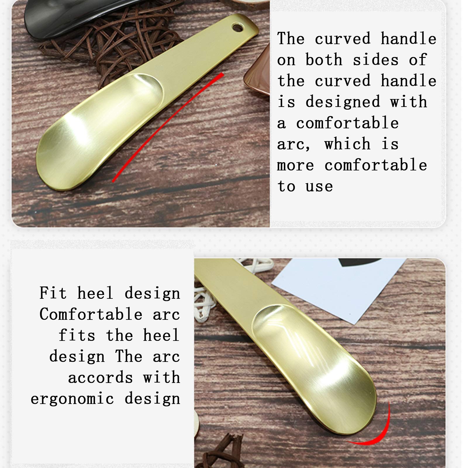 Kleiner Schuhanzieher aus Metall für den Haushalt, Schuhheber, tragbar, geeignet für ältere und Schwangere Frauen (Farbe: Messing, Größe: 14,5 x 3,5 cm) (Schwarz 14,5 x 3,5 cm)