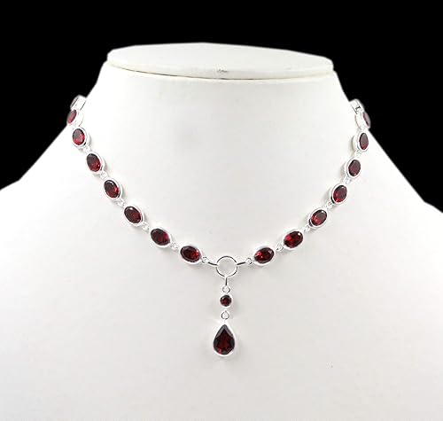 Miniatura 4 de Designer garnet necklace, garnet jewelry set, faceted garnet necklace, garnet jewellery, women gift earring, Necklace Earring combo set