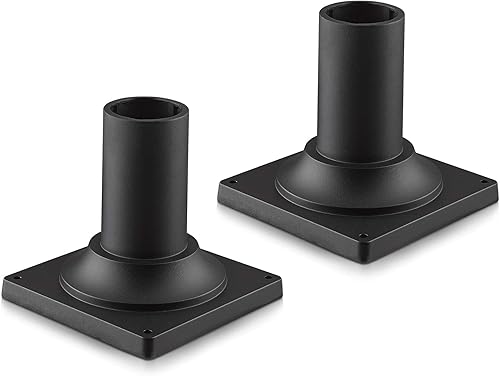 Base de montaje en muelle negro, paquete de 2 adaptadores de base de aluminio fundido HWH para postes de más de 3 pulgadas de diámetro, 5HW38PA-2PK