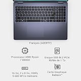 Dell Inspiron 16 5645 Ordinateur Portable, Processeur AMD Ryzen 7-8840U, Écran 16'' FHD+, 16Go RAM, 1 TB SSD, Graphique AMD UMA, Windows 11 Home - Clavier rétroéclairé Français AZERTY, Indigo - 8