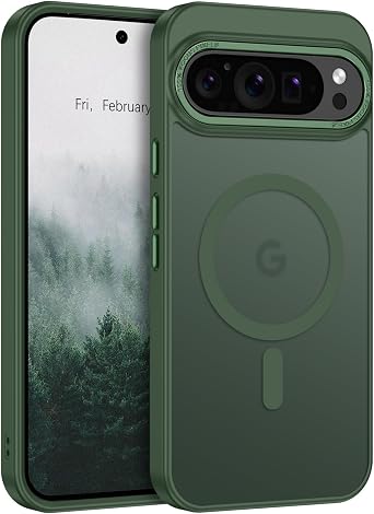 BENTOBEN Magnetic for Google Pixel 9 Pro XL Case, Pixel 9ProXL Phone Case Compatible with MagSafe, Translucent Matte Slim Shockproof Protective Magnetic Cover for Google 9 ProXL 6.8 inch, Deep Green