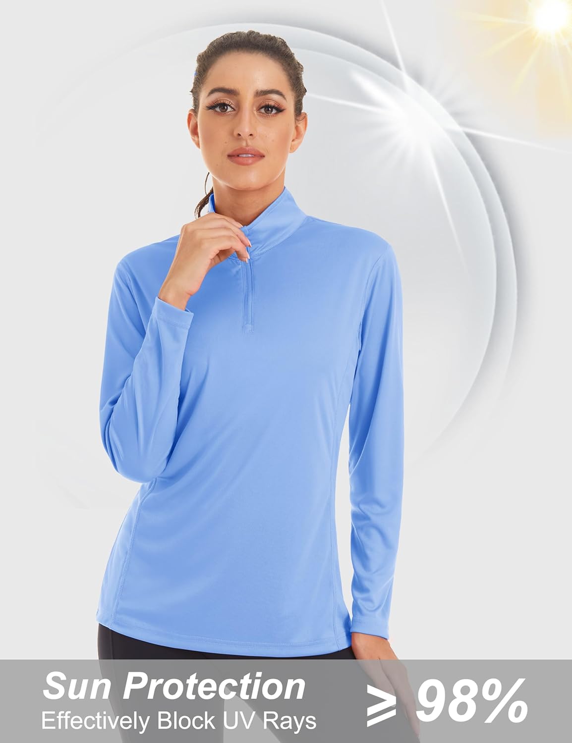 MAGCOMSEN Women's Shirts Long Sleeve 1/4 Zip UPF50+ UV Sun Protection Quick Dry Workout Hiking Athletic Shirts Rash Guard - Image 3