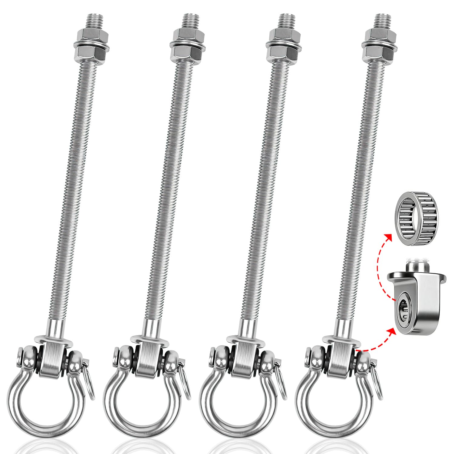 Pernos Soporte Anclaje de Techo Ganchos para Columpio M10 x 180mm Acero Inoxidable Colgador de Hamaca con Rodamiento para Interior Exterior Silla Cuerda Yoga Hamaca Cair Saco Arena Saco de Boxeo