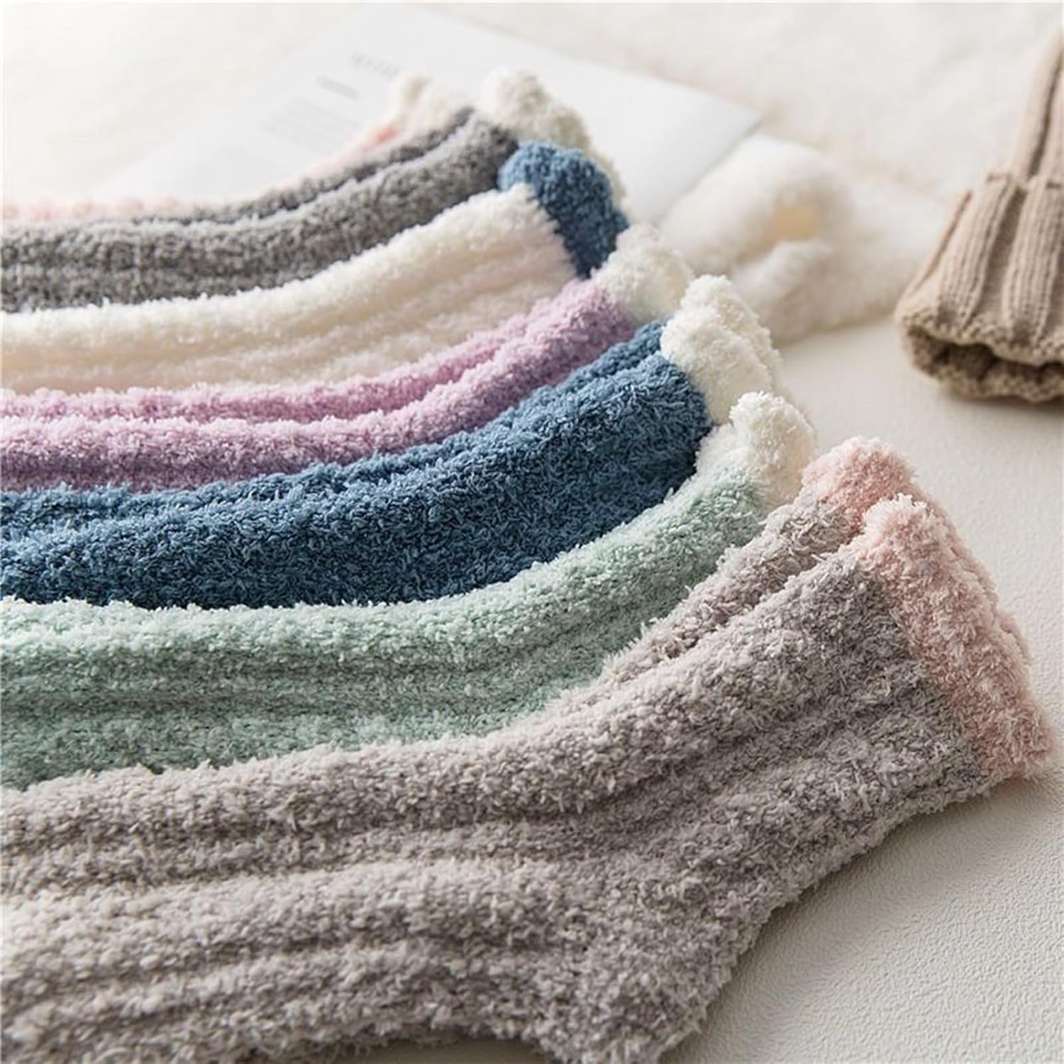 Tergy 6/20 Pairs Fuzzy Socks Soft Cozy Fluffy Warm Winter Sleep Plush Bed Microfiber Slipper Fleece Socks for Women