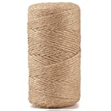328 FT 1.5mm Natural Jute Twine String, 1ply Thin Ribbon Hemp Twine for Gardening Plant Gift Wrapping Art Wedding Decoration Packing String Bulk (1 Roll)