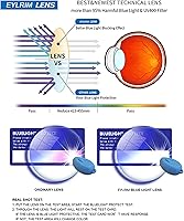 Vista 8 de EYLRIM Gafas de luz azul con marco cuadrado grueso para mujeres y hombres, lentes de computadora sin receta