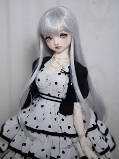 HAMRETHYPPZ 1/4 1/6 1/3 BJD 球体関節人形 ドレス ドール コスチューム 球体関節人形着せ替え ピンクのウィッグ、かわいいロングヘア、ヘッドセット、魔法少女ウィッグ (ヘッド、素体は含まりません ファスナーをすべて閉じないことをお勧めします)シルバーグレー (1/4)