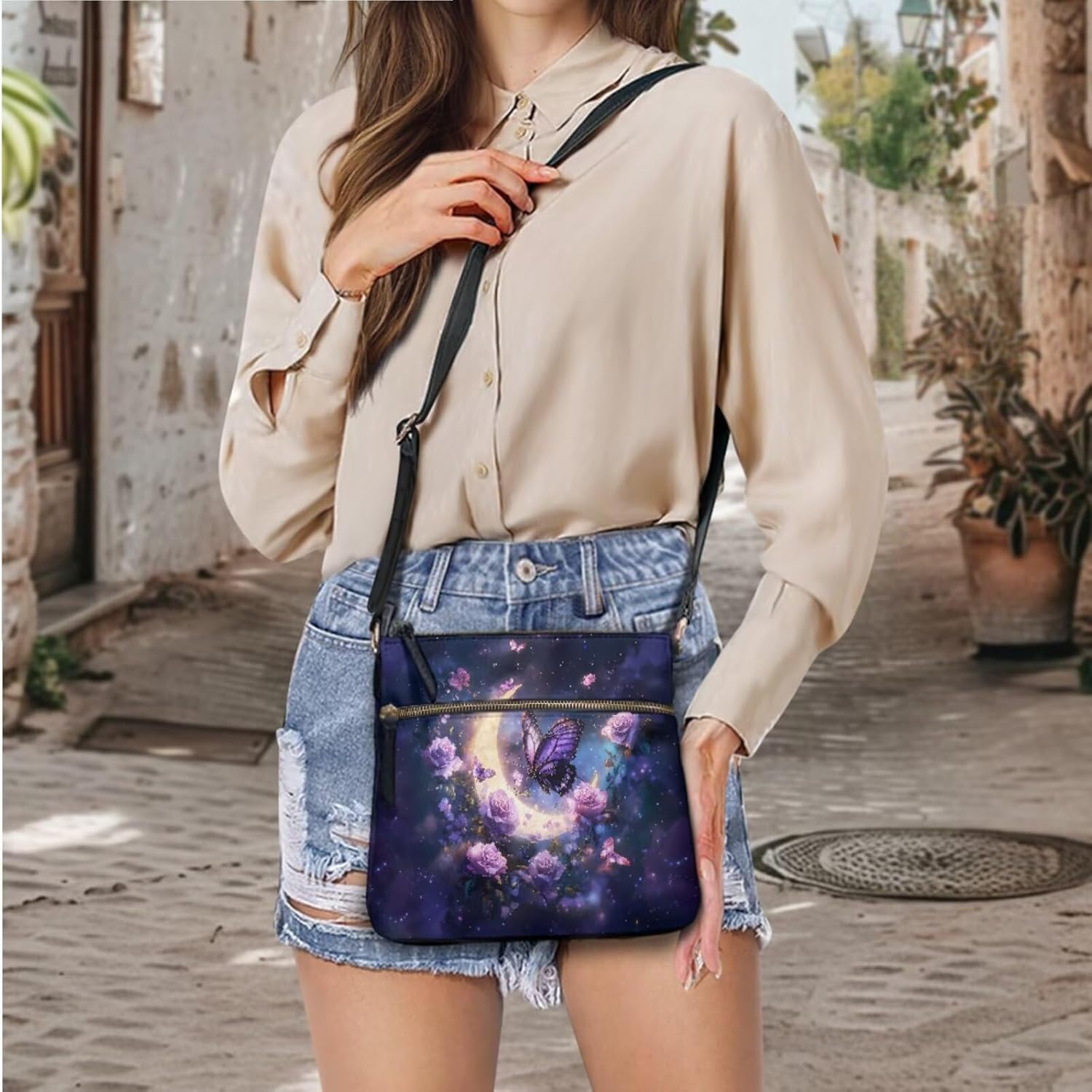 TODIYADDU Leather Shoulder Bag for Women Fashion Crossbody Bags and Purses 2 Piece Set for Ladies