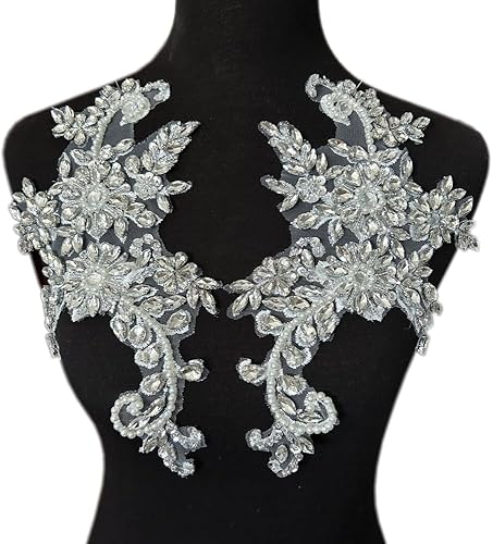 Disfraces de costura, parches y apliques de encaje, adorno de decoración de pecho con cristales acrílicos de cristal, diamantes de imitación para