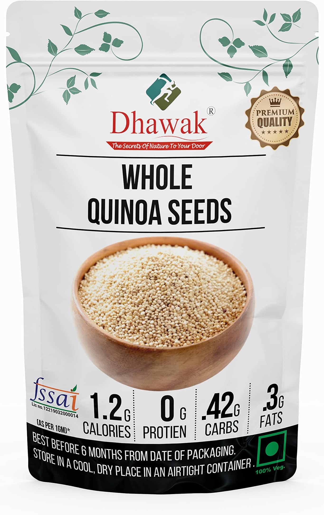 Dhawak Whole White Quinoa Seeds - 5 Kg. (Premium)