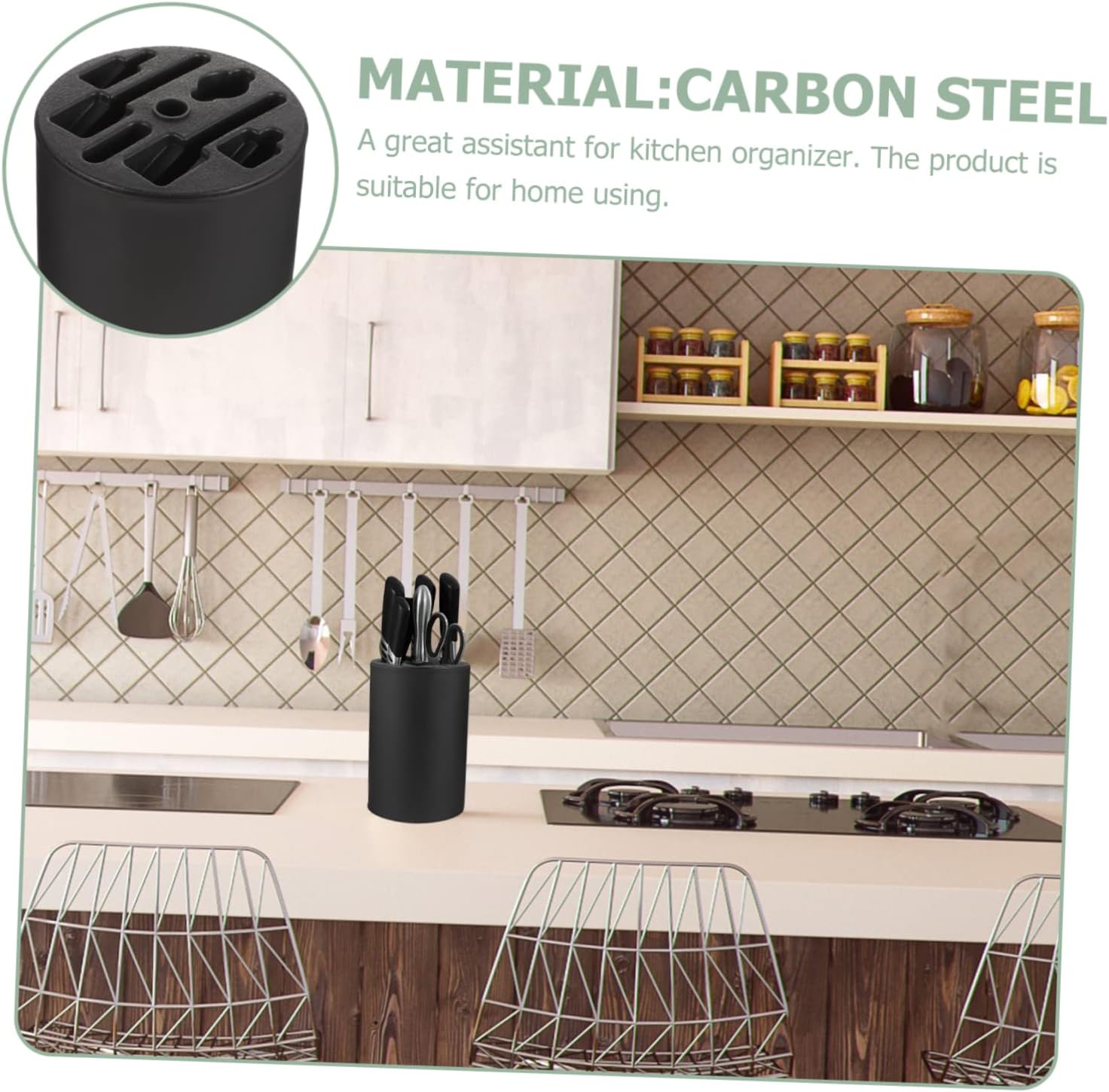 Unomor 2pcs Kitchen Utensil Holder Multifunctional Metal Cutter Rack for Organizing Knives Scissors Sturdy Design Rounded Corners Space-saving Kitchen Storage