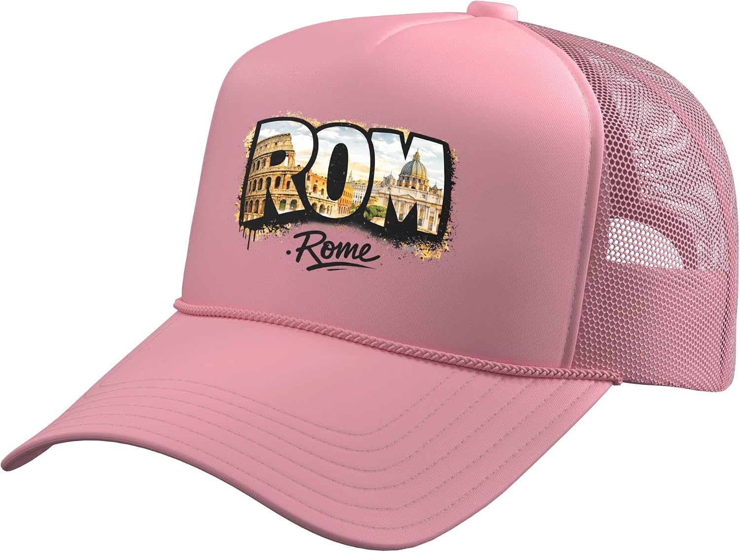 Rome Italy Street Art Design Trucker Hat with Adjustable Mesh Back