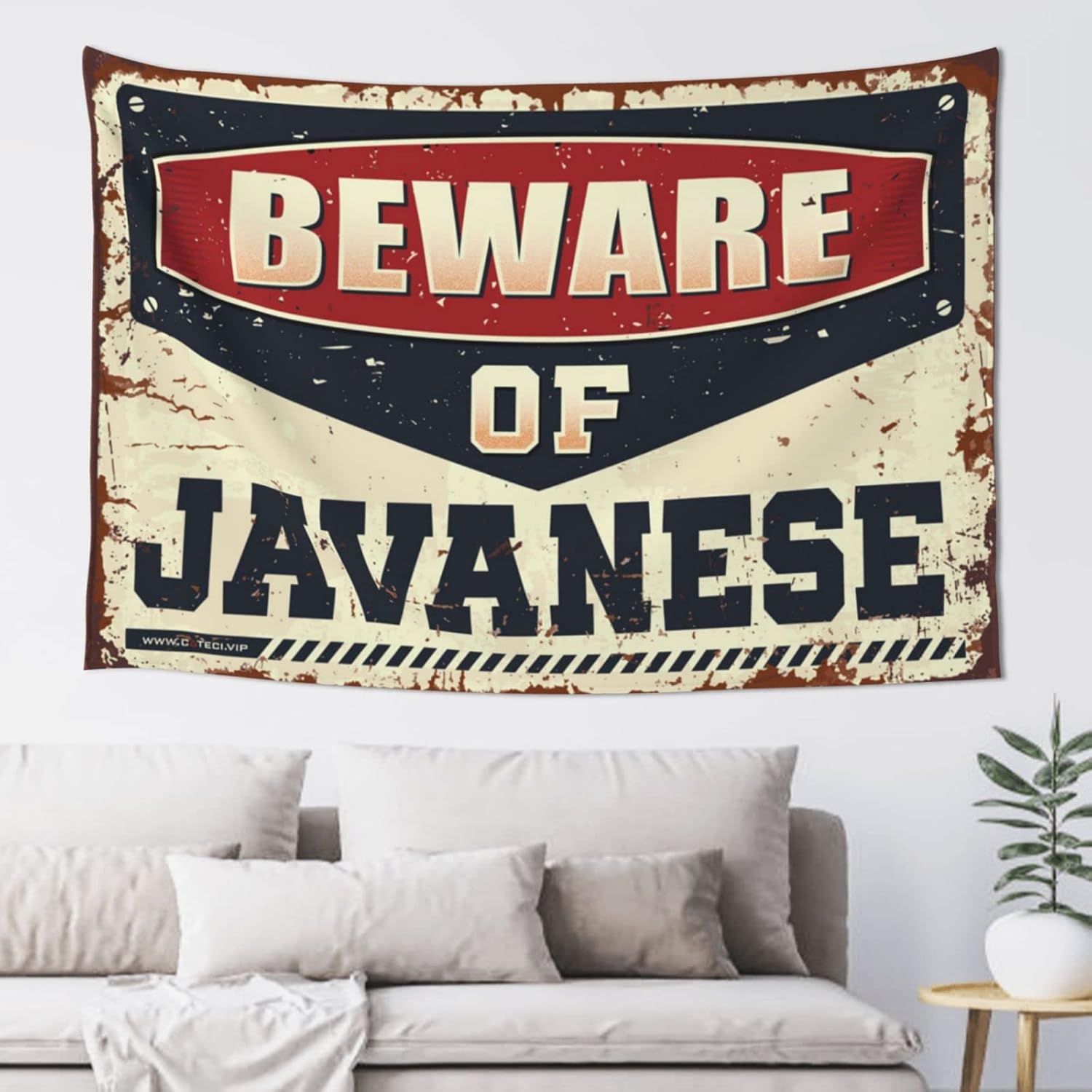 Boys Room Decor Teenager Beware Of Javanese Tapestry Funny Bar Decor Funny Bar Decor(75X100CM)