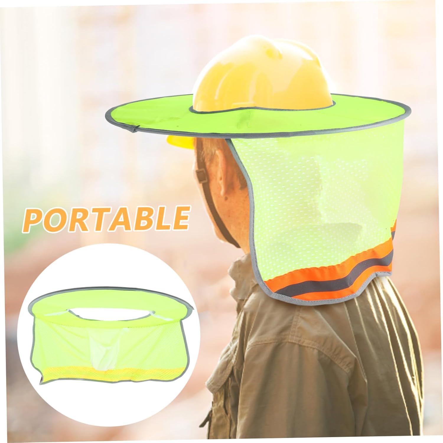ARTIBETTER 6pcs High Visibility Reflective Brim Sunshade Cloth for Helmets Breathable Mesh Neck Protector Full Brim Shield Portable Outdoor Sun Random Rope Color