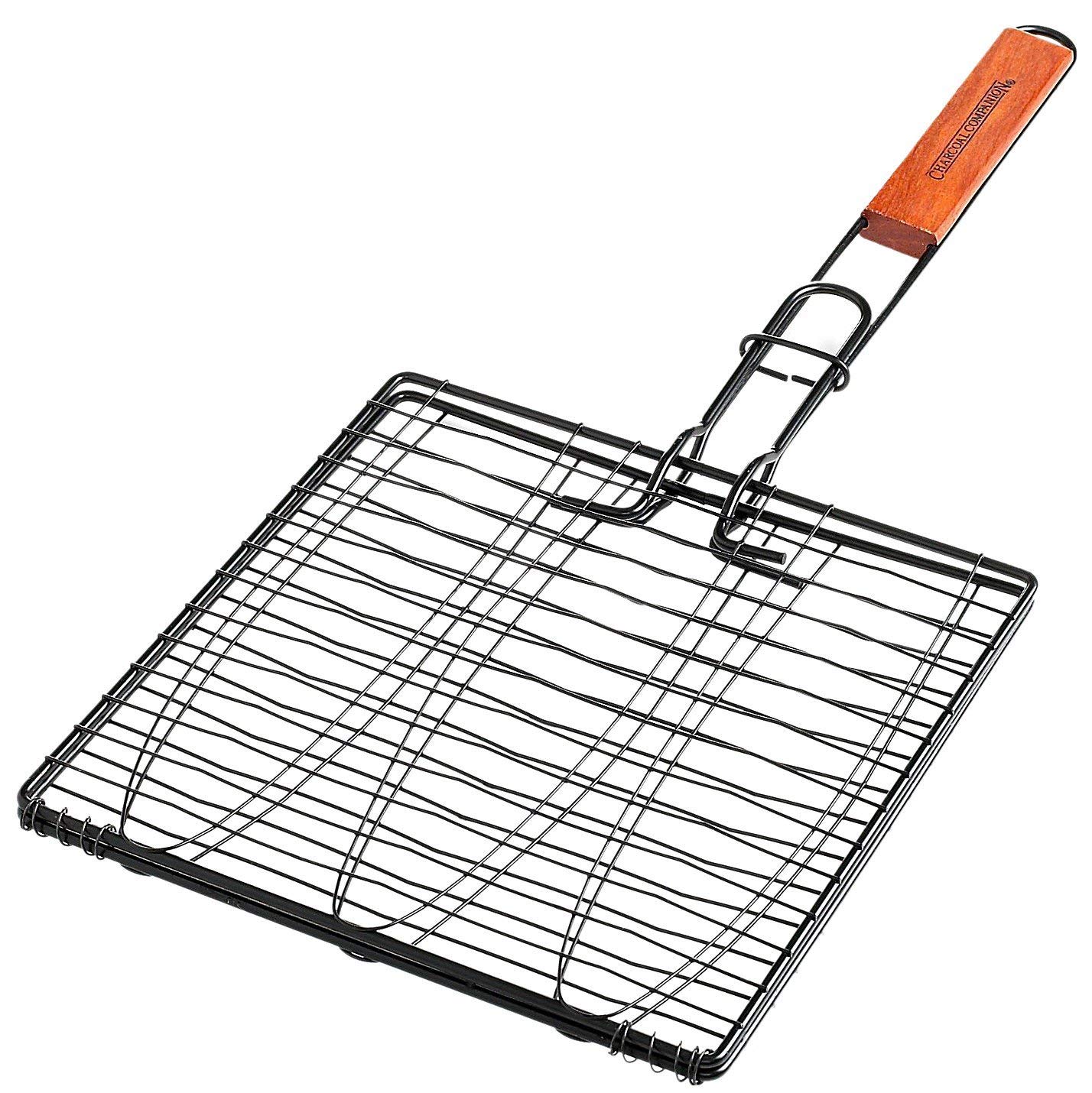 Charcoal Companion SS10040 Triple Fish Grilling Basket / 11 by 11