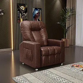 Poltrona do Papai Reclinável Sala de Cinema Pequim Manual PU Marrom G23 - Gran Belo