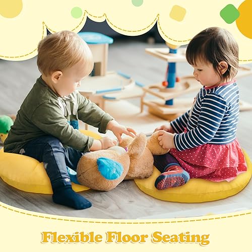 Miniatura 43 de Fumete 8 cojines redondos de piso de 16 pulgadas para niños y niños pequeños, cojín de suelo flexible para muebles de aula, para el hogar, Azul real