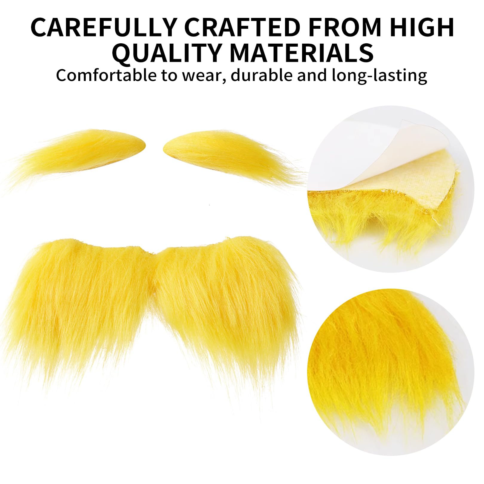Set De Bigote Y Cejas Amarillas Autoadhesivas | Cosplay Y Fiestas, Unisex Para Adultos Y Niños