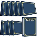 Dynta Certificate Holders 60 Pack Blue Diploma Holder Letter Size 8.5x11 350 GSM for Certificates Documents and Graduation Awards Diploma Cover with Gold Foil Border Durable Cardstock