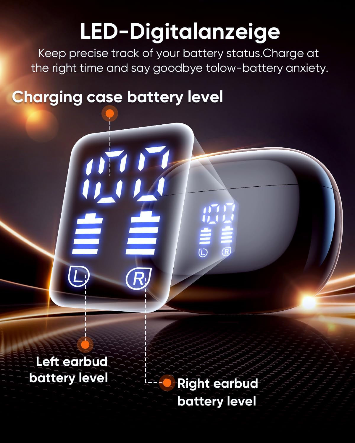 ZIUTY Bluetooth 5.3 Kopfhörer Kabellos, In Ear Bluetooth Kopfhörer mit 4 ENC Mikrofonen, 48 Std Spielzeit, LED Anzeige, HiFi Stereo Sound, IPX7 wasserdichte Sport Kopfhörer – Schwarz