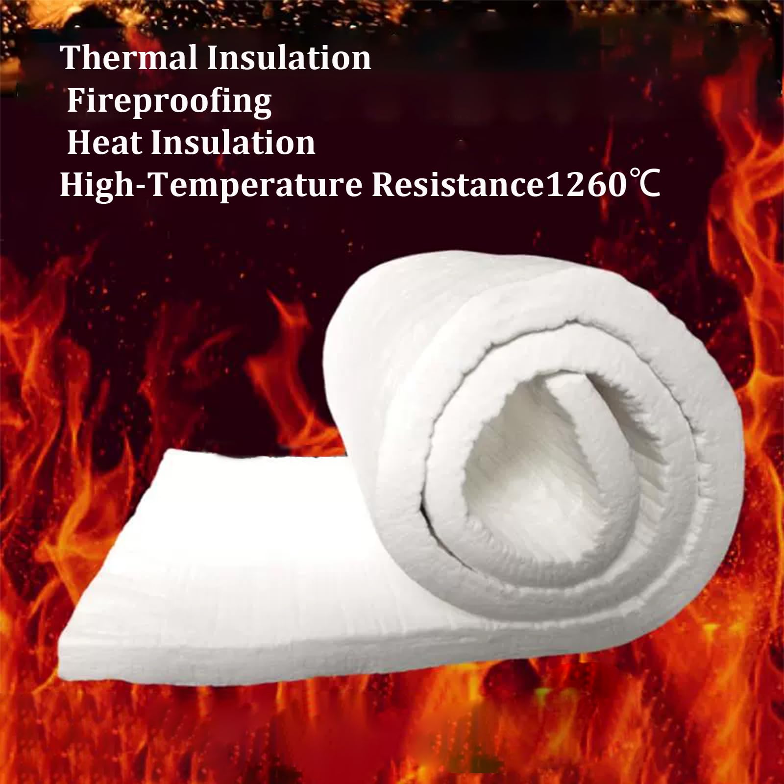 Manta de Fibra de cerámica, Manta Aislante ignífuga 2300F para Horno de Pizza Forja, Horno de fundición, Aislamiento de Pared(610mmX1m,Thickness: 60mm)