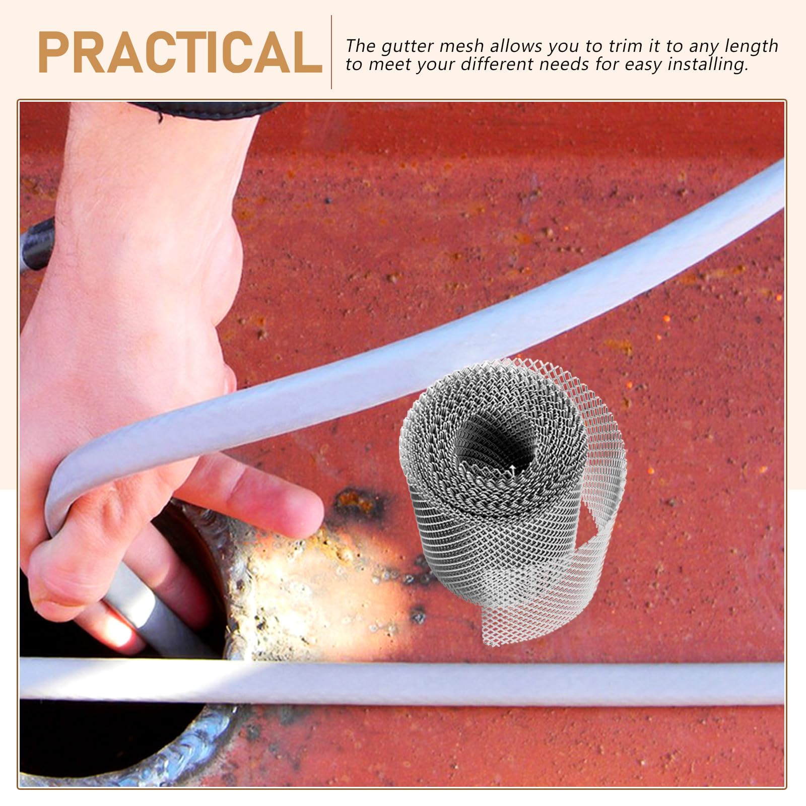 Protector de Canalones de Aluminio y Plástico Fácil de Instalar, Resistente a Deformaciones, Filtro para Drenaje y Malla para Evitar Bloqueos en Exteriores