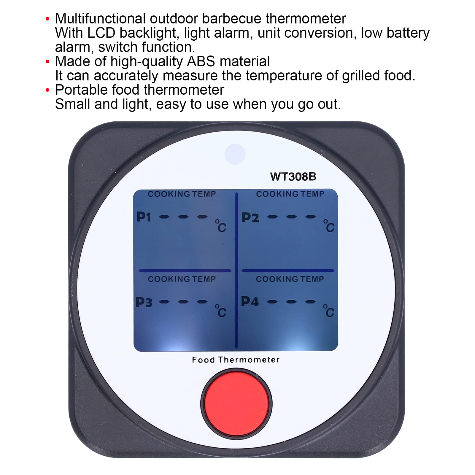 Termometro per Barbecue Bluetooth Tester di Temperatura per Fast Food con Retroilluminazione LCD di Alta qualità per Cucinare Picnic All'aperto -40~300 ℃