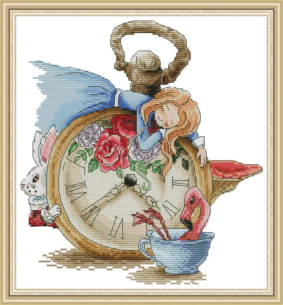 Cross Embroidery Kit 11ct Printed Fabric 38x41cm Embroidery DIY Simple Entrance Kit Pre Print Embroidery for Girls Crafts DMC Items Embroidery - Alice Sleeping
