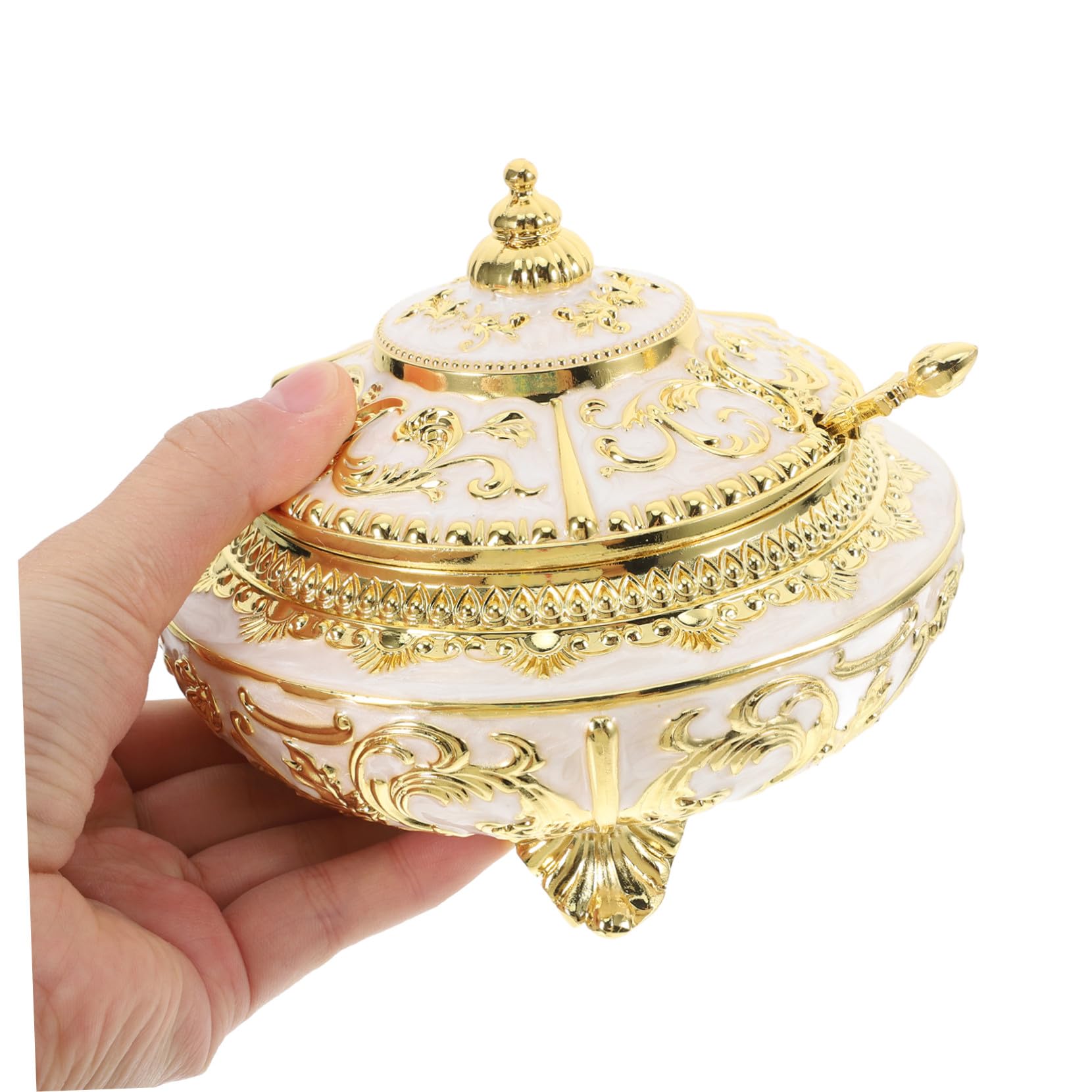Toyvian Gewürzbehälter Hält Gewürze Frisch aus Goldener Legierung Eleganter Einfach zu Reinigen mit Deckel und Löffel als Vorratsdose im Minimalistischen Stil für Küche