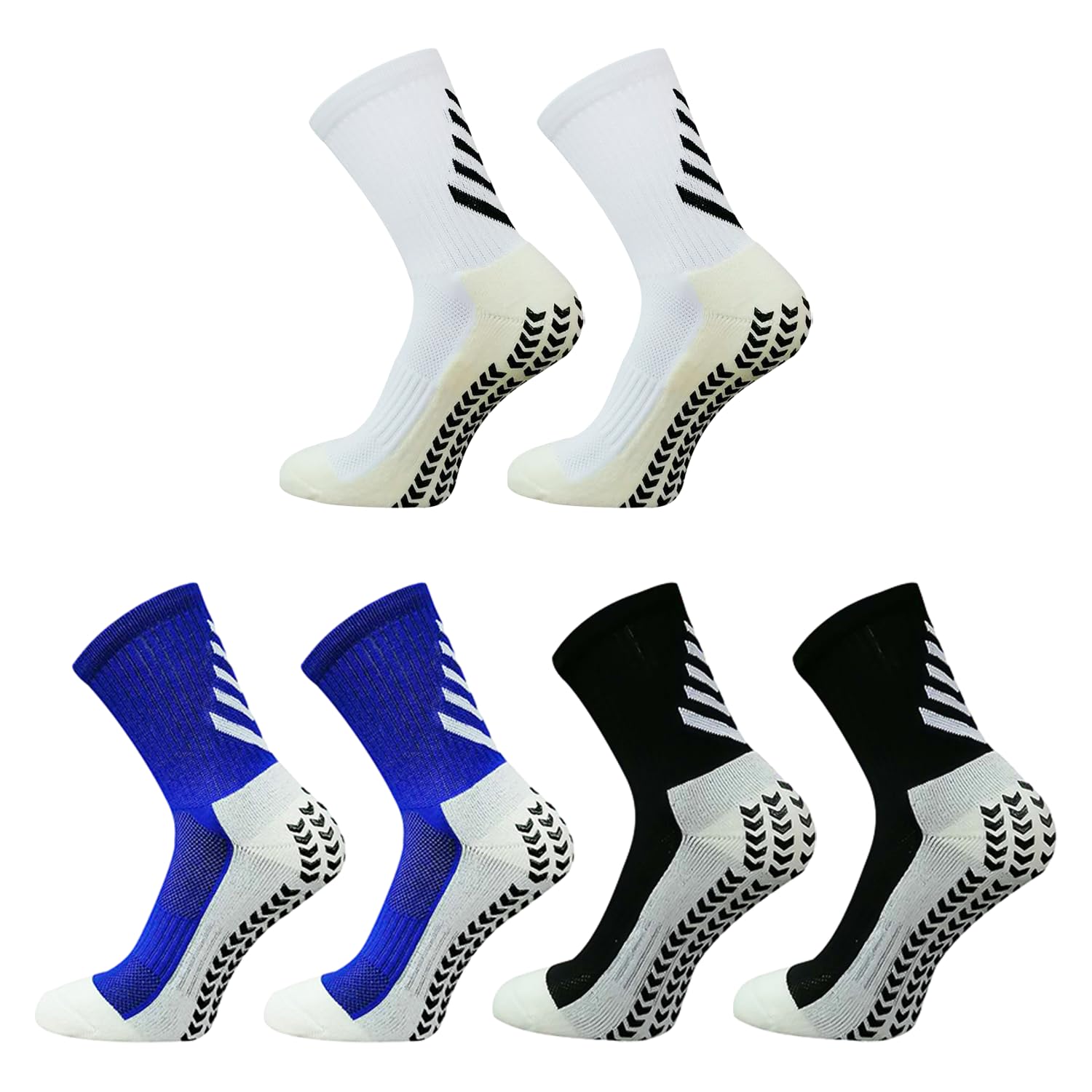 3 pares de calcetines de fútbol antideslizantes, calcetines deportivos antideslizantes con puntos de goma, calcetines de trampolín, calcetines de suelo de interior, calcetines antideslizantes