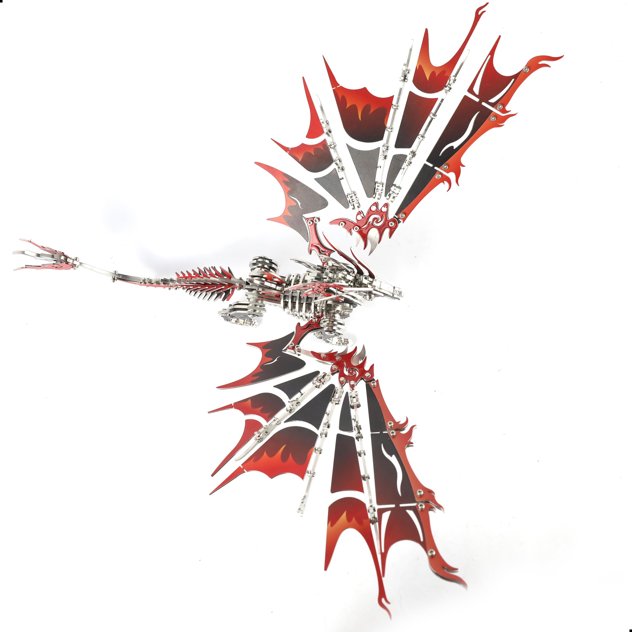 Ognisty smok 3D metalowe puzzle dla dorosłych, mechaniczny czarny i czerwony smok metalowy zestaw modeli budowlanych, trudne puzzle dla mężczyzn i fanów fantazji, wyjątkowy prezent