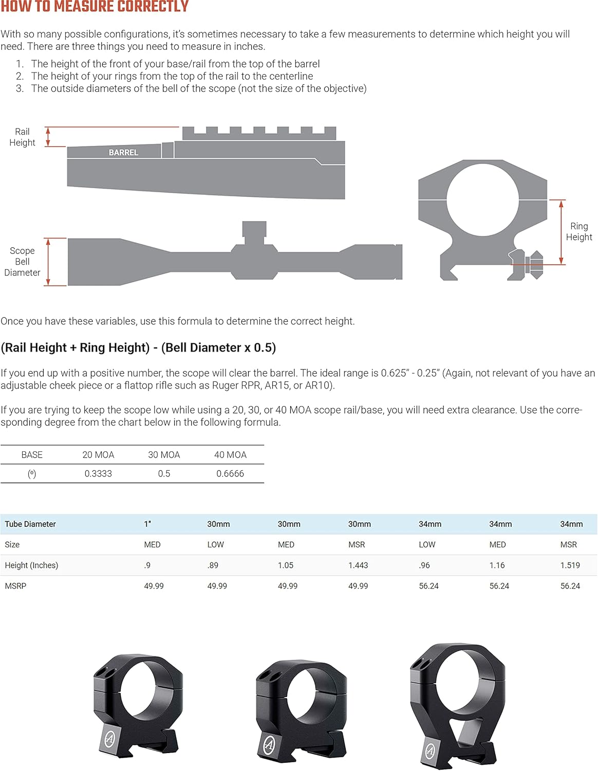 Athlon Armor 34 mm Medium Height (1.16") Scope Ring
