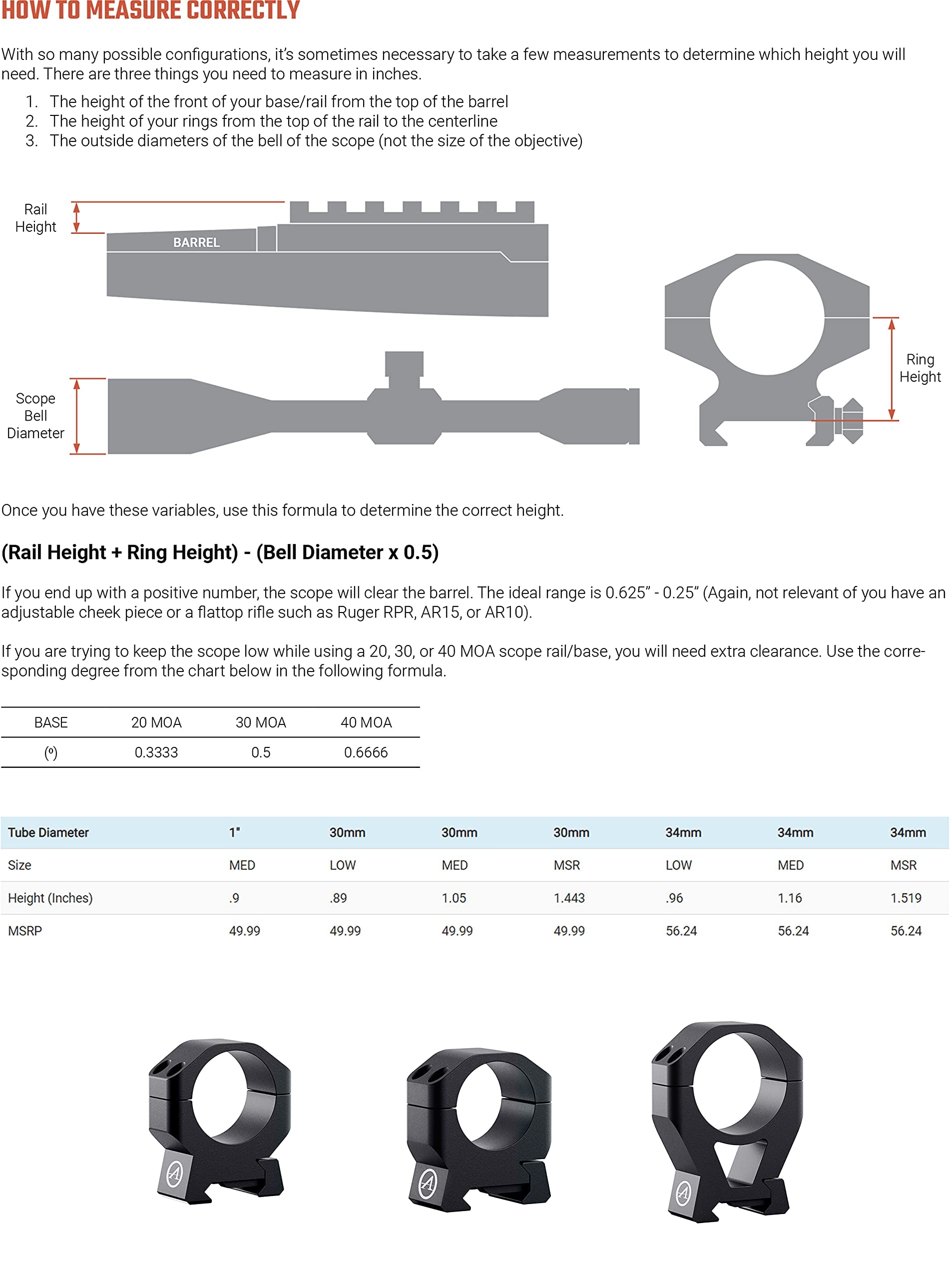 Athlon Armor 34mm Scope Rings – Medium Height (1.16 Inch) | Aircraft Grade Aluminum | Low Profile Snag-Free Design