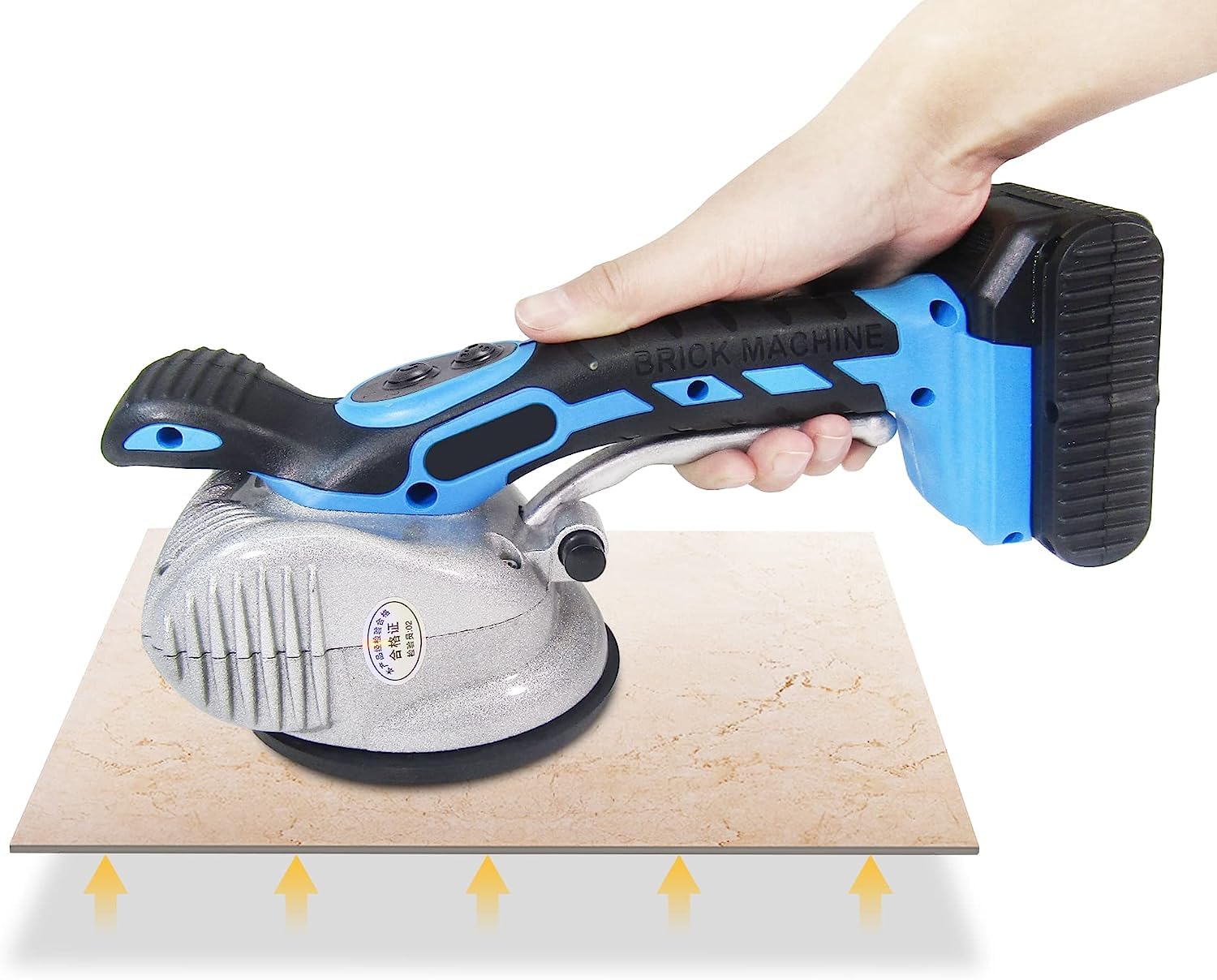 Vibratore per Piastrelle a Batteria Livellatrice Piastrellatrice Ventosa per Piastrelle con due Batterie da 16.8V 2Ah 6 Livelli di Vibrazione con ventosa da 120mm per Piastrelle Pavimenti