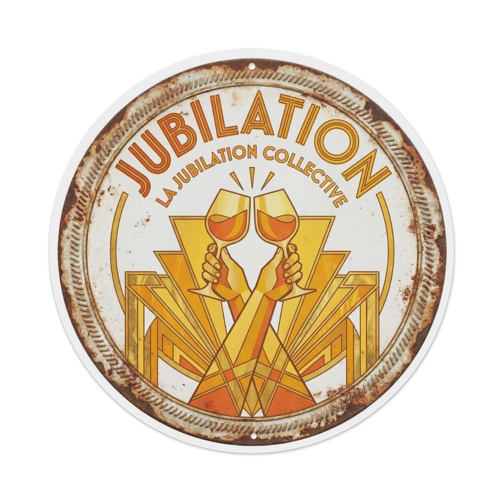 Jubilation Humorous Gathering Jubilation Metal Tin Sign Plaque Wall Decor for Cafe, Club Bar, Office, Home Garden Round Metal Poster 8x8Inch