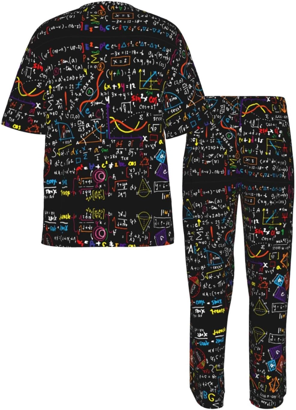 Men'S 2 Piece Loungewear Pajama Set Math Formula Print Short Sleeve Tee Top And Pants Set S-3xl
