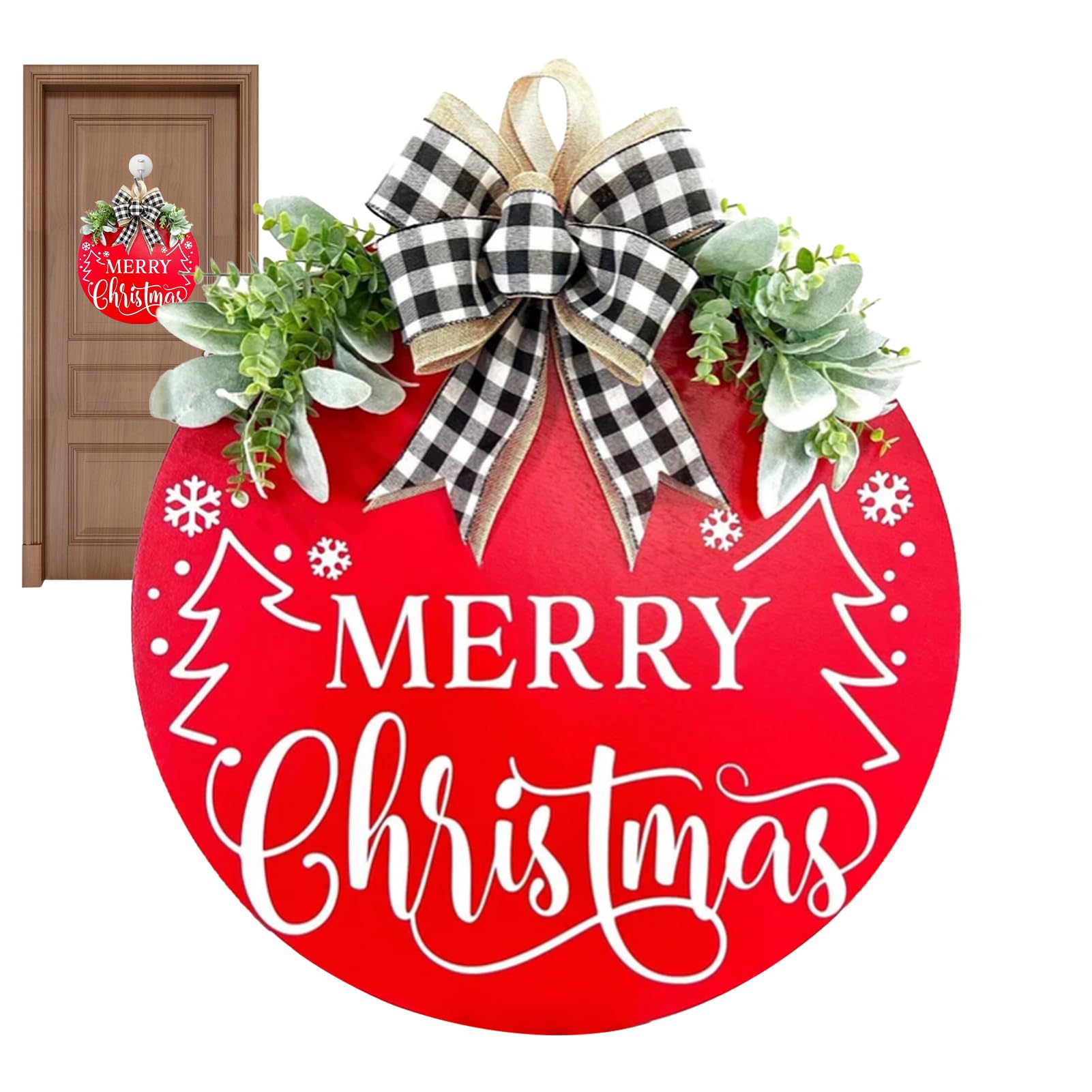 Amazon.co.jp: クリスマスのドアサイン - 写真バッファローチェック柄  