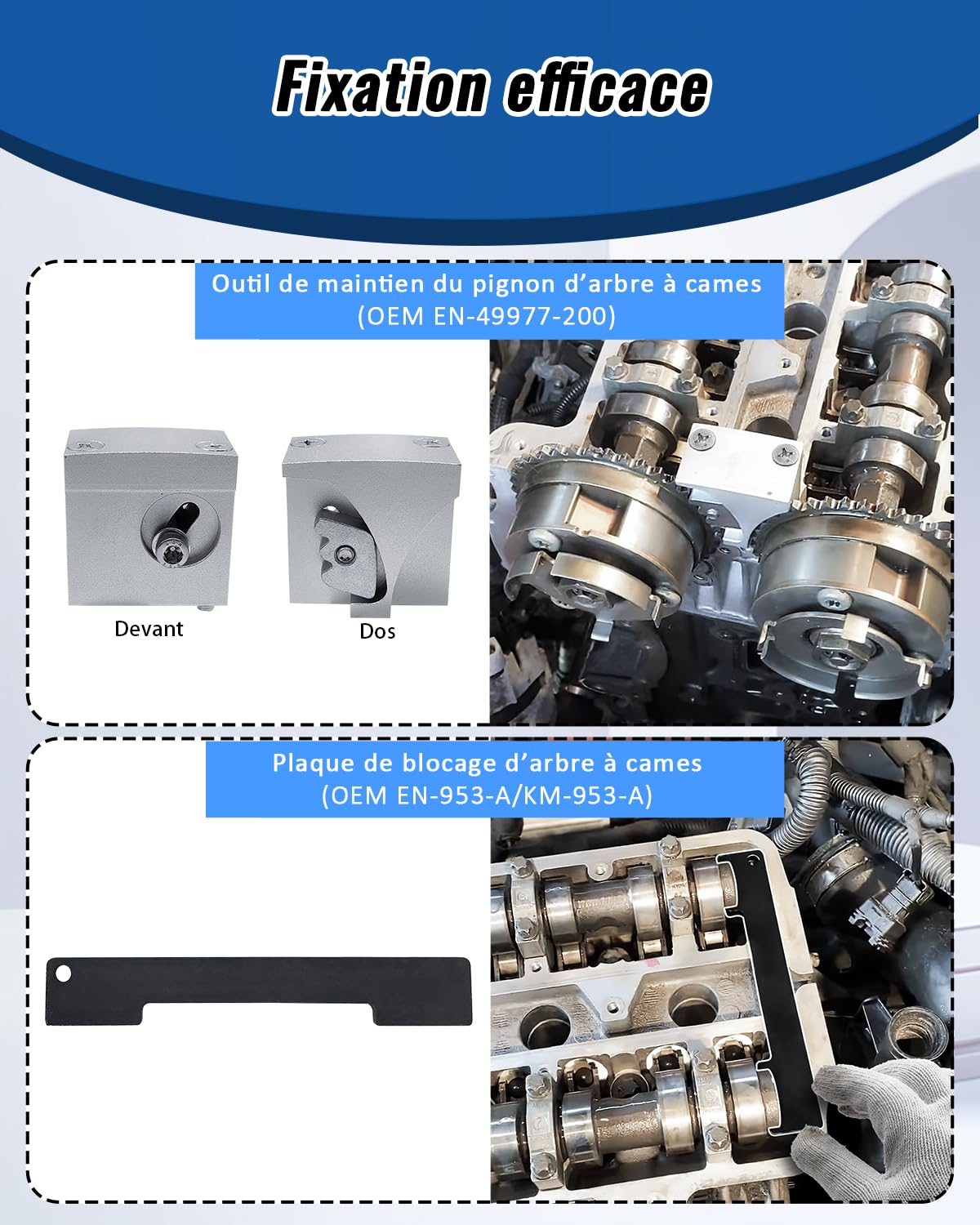 Kit de Calage Distribution, Outils de Calage d’Arbre à cames compatibles avec Chevrolet Opel Vauxhall 1.2, 1.4, remplace OEM EN-49977-100, EN-49977-200, EN-499-78, EN-953-A, EN-952