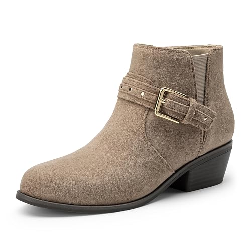 ATHLEFIT Chunky Low Heel Short Ankle Boots