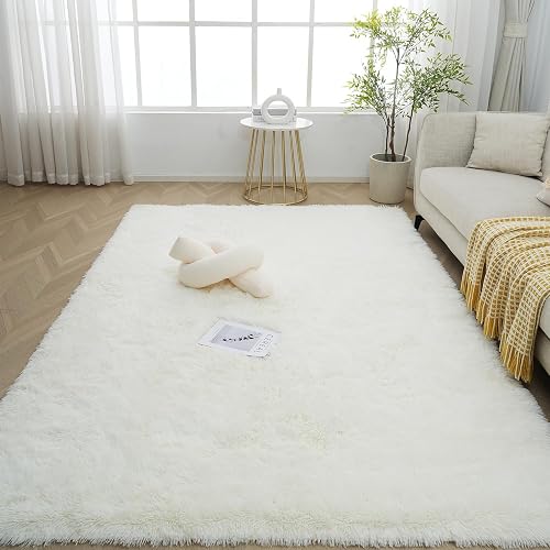 FREOSEN Tapis Salon Chambre Blanc 160 x 230 cm à Poils Lo…
