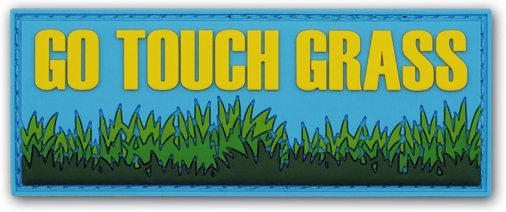 Go Touch Grass PVC Morale Patch - Funny Morale, Tactical, Military Patch - Patches, Military Patches - Perfect for Your Tactical Military Army Gear, Backpack, Cap, Vest