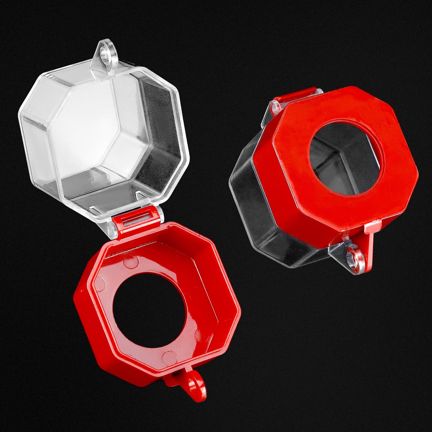 QWORK Emergency Stop Button Cover, 8 Pack Clear Lockout Guard for Stop Buttons, Toggle Switches & Push Button Switches, Anti-UV Insulating Plastic, for Workshops & Control Panels
