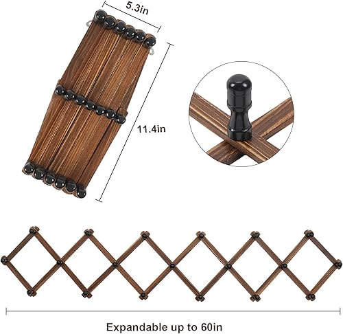 Vista 40 de WGFKVAS Paquete de 2 percheros expandibles, colgador de pared de acordeón, perchero de madera para sombreros montado en la pared, gancho de acordeón