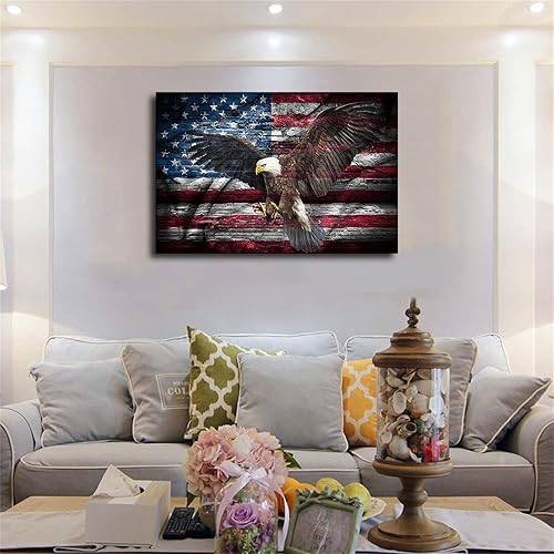 Miniatura 4 de Póster militar retro de la bandera estadounidense de águila calva de Estados Unidos, impresión en lienzo decorativo para habitación, baño,